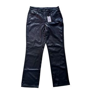 Judy Blue High Waist Tummy Control Faux Leather Straight Leg Pants Size 31 Black